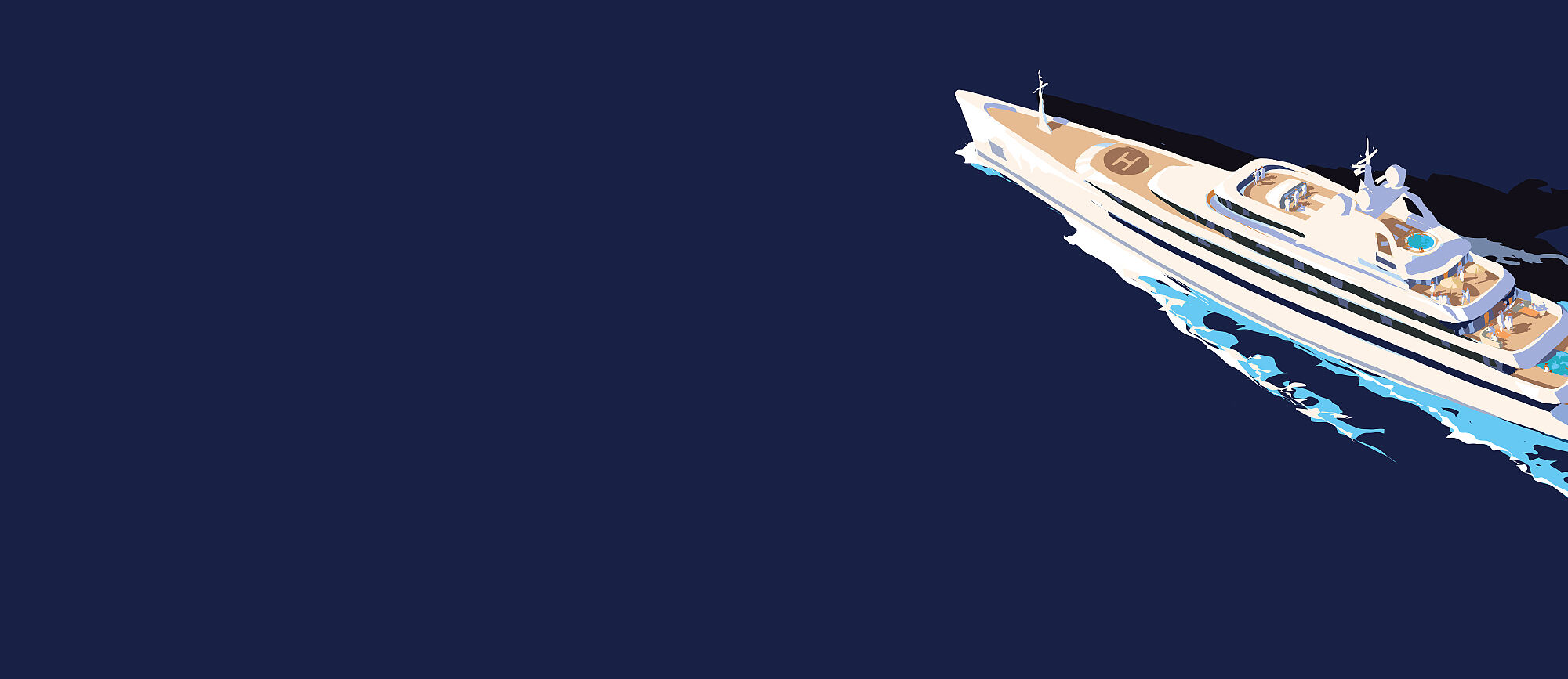 Illustration d'un superyacht en mer