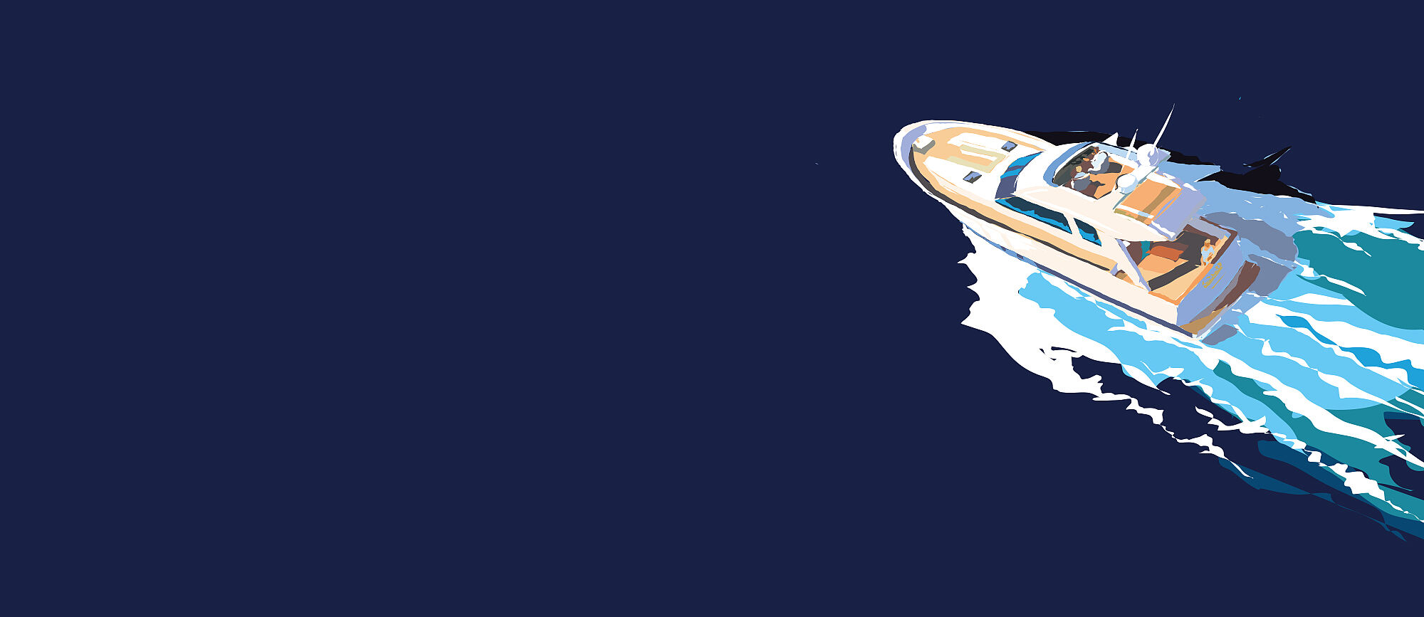 Illustration d'un yacht à moteur en mer