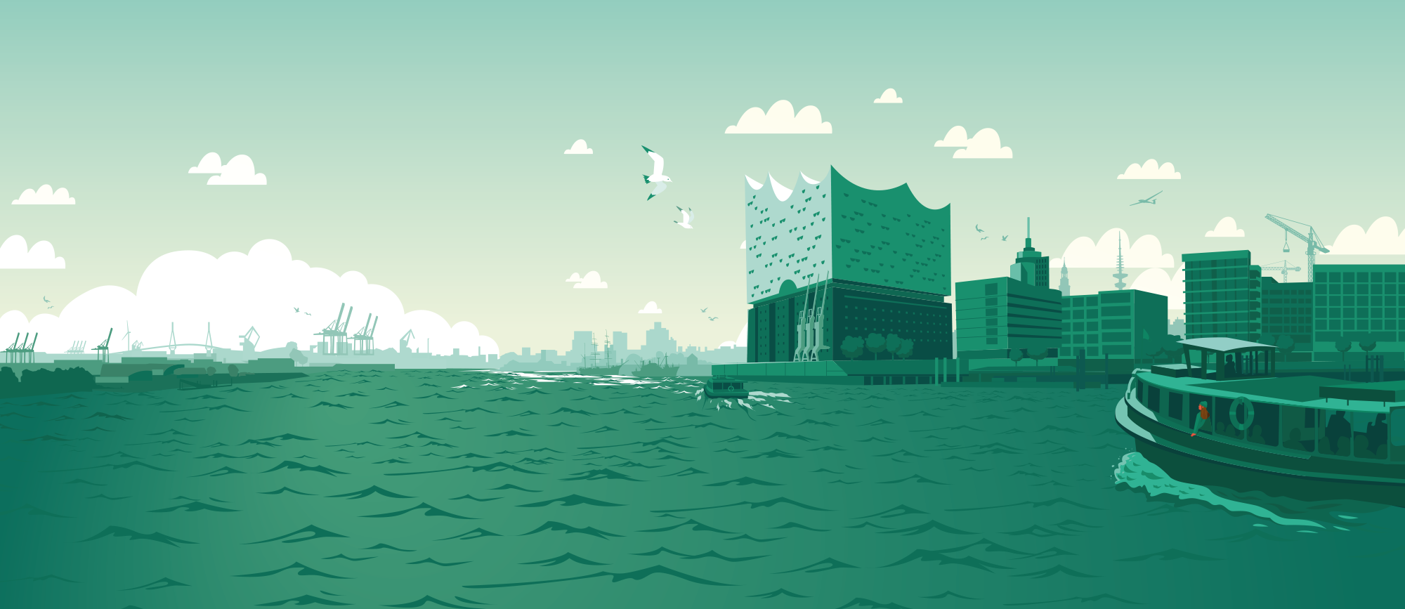 Illustration der Skyline Hamburg